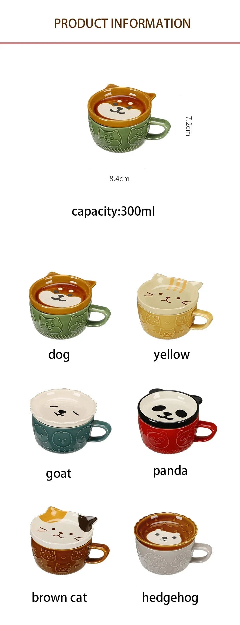 YWDL Japanese Cartoon Cat Coffee Mug With Animal Cat Pattern Lid Small Dish Cute Breakfast Cup Creative Coffee Cup Milk Cup Gift