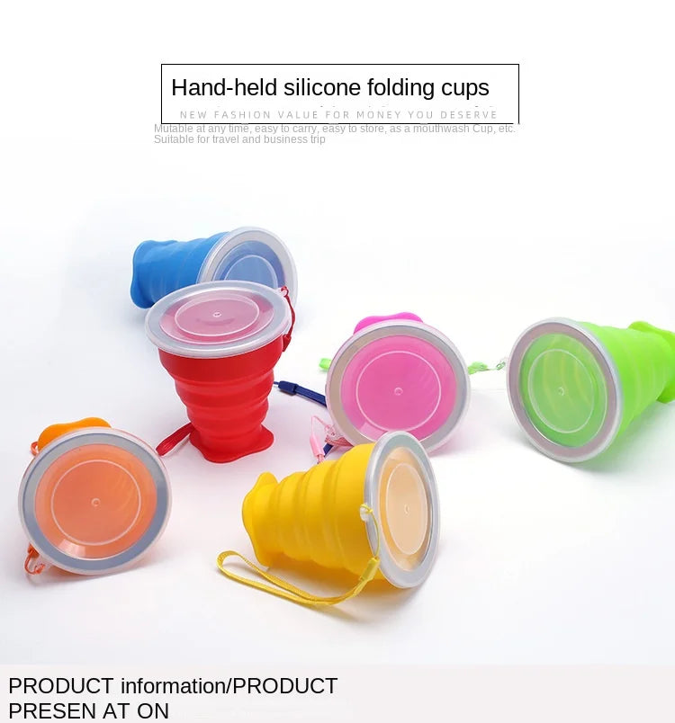 Folding Cups BPA FREE Food Grade Water Cup Travel Silicone Retractable Coloured Portable Outdoor Coffee Handcup