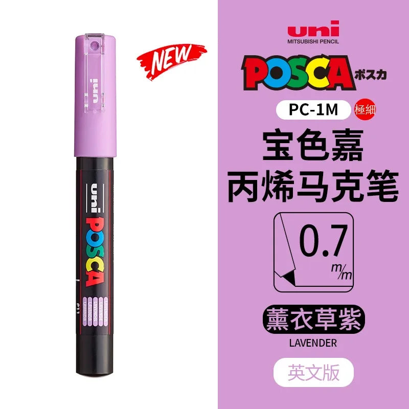 uni POSCA POP Water-Based Marker,Assorted Colors PC-1M/3M/5M 0.7~2.5mm Tips Professional Acrylic Paint Pen for Artists&Designers