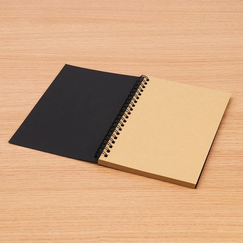 A5/A6 Spiral Sketchbook Blank Notebook 50 Sheets Kraft Paper Hardcover for Students Graffiti/Painting School Stationery Supplies