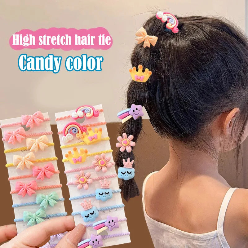 20-50 Pieces/Set Rubber Band for Children Cartoon Hair Band New Sweet Baby Hair Rope Hair Accessories No packaging