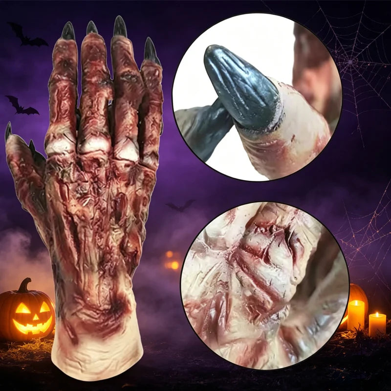 Mummy Hand Latex Gloves for Halloween Easter Costume Lifelike Zombie Prop for Adults Children Party Favor Spooky Dress-Up
