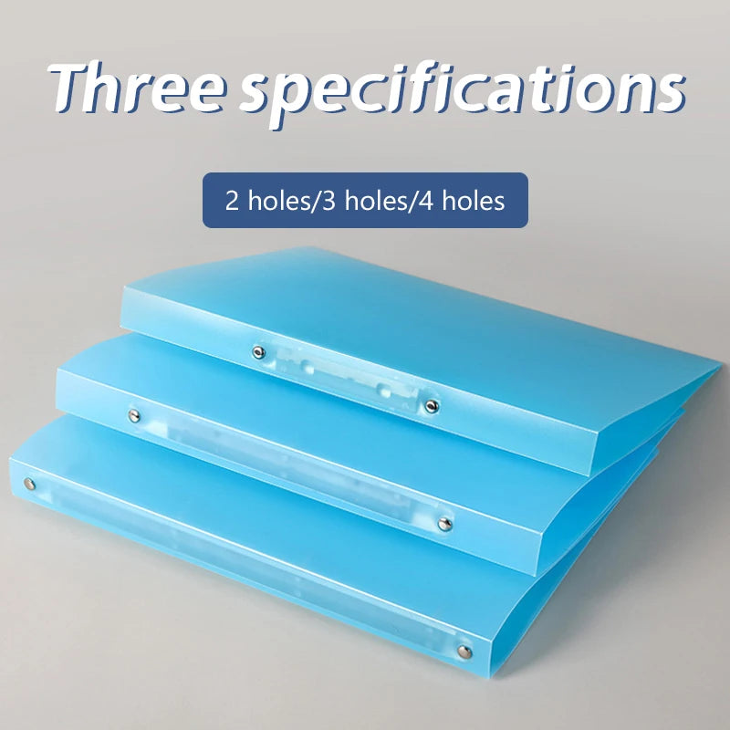 1PCS A4 Perforated Folder Candy-Colored Transparent O-shaped 2-hole, 3-hole, 4-hole Waterproof File Folder Binder