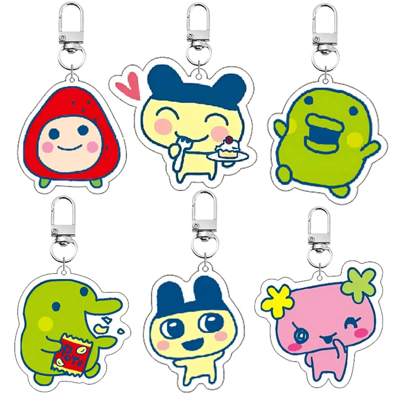 Acrylic GoGo Tamago Q Version Mobile Phone Chain Mametchi Kuchipatchi Mimitchi Gozarutchi Key Chain Cell Phone Pendant Gifts