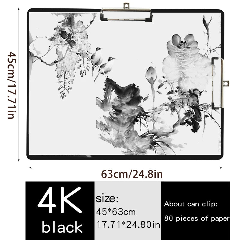 A3 Horizontal Waterproof Sketch Clipboard for Beginners - 4K Vertical Sketch Board for Drawing, 8K Writing Board for Adults