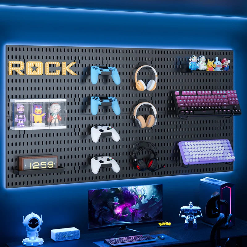 Gaming Gear Pegboard: Wall-Mounted, No-Punch, Study/Gaming Room – Figure Storage & Decor. Abundant Parts, Free Mix