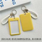 1Pc Solid Color Student Bus ID Card Protective Cover Keyring School Access Door Card Credit Card Holder Bag Set Key Chain