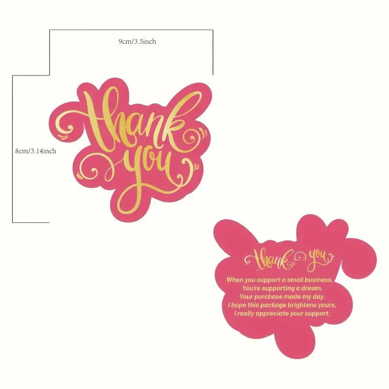 100/50Pcs Unique Thank You Cards Small Business Pink Blue Double-Sided Thank You Cards Unique Package Insert Notes for Gifts
