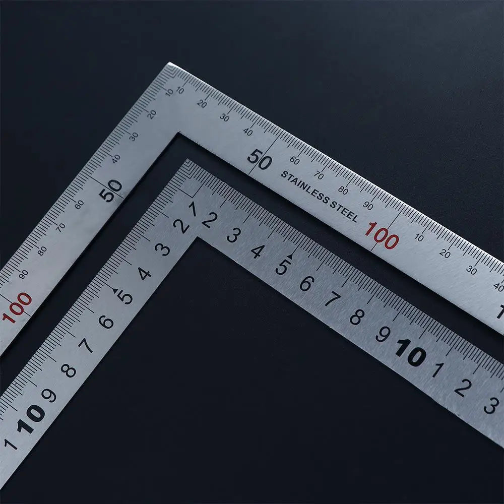 Stainless Steel L Shape Ruler Double Sided Ruler Measuring Tool Metal Straight 90 Degree Angle Ruler for Office School Supplies