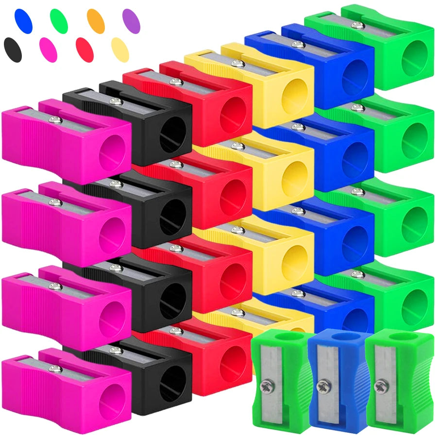 50/100pcs 2.5cm Mini Color Pencil Sharpener Curved Anti-slip Design Plastic Square Pencil Sharpener School Reward Stationery ﻿