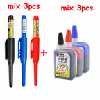 1-6Pcs 45mm Waterproof Long Head Nib Deep Hole Markers Pen Tile Carpenter Pen Multi-purpose for Woodworking Black/Blue/Red Ink
