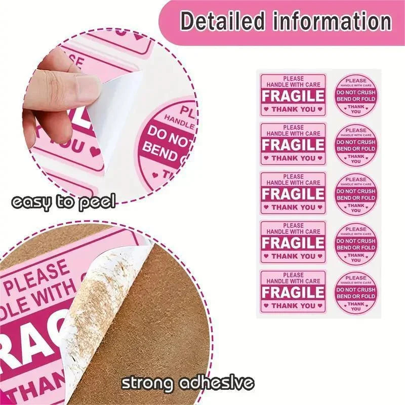 100PCS Fragile Stickers Don Not Crush Handle with Care 5cm*7.6cm Shipping Label Packaging Remind Labels Thank You sticker