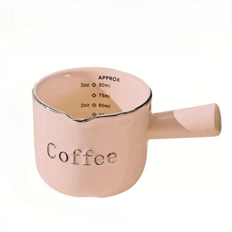 Espresso Coffee Ceramic Small Milk Cup Wth Scale Coffee Measuring Cup Extraction Cup With V-Shaped Mouth Pitcher