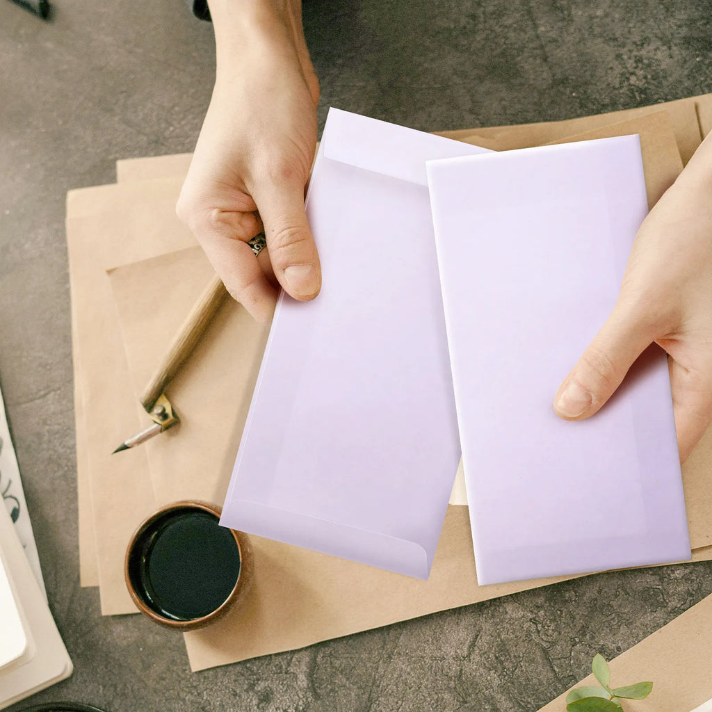 60Pcs Paper Envelopes Business Security Self Seal Simple Style Convenient Letter Sized Multi Function Writing Invitation Card
