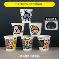 25pcs 90 Caliber Disposable Coffee Cups Fresh Milk Hot Drink Thickened Cartoon Paper Cup Milk Tea Takeaway Packag Cup with Lid