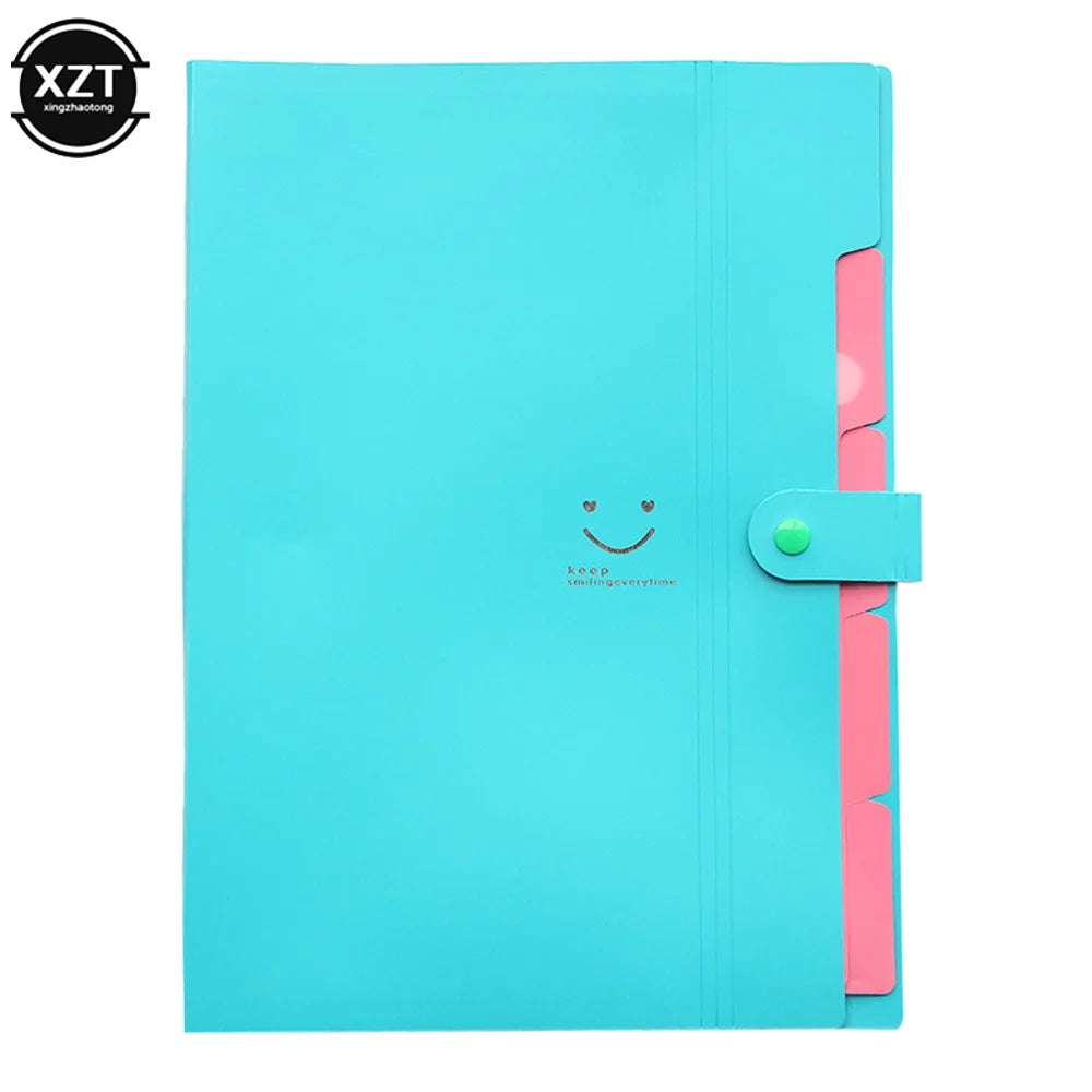 A4 Organ Folder 5 Layers Macaron Colors File Manager Storage Simple Folder for Student School and Office Stationery Supplies