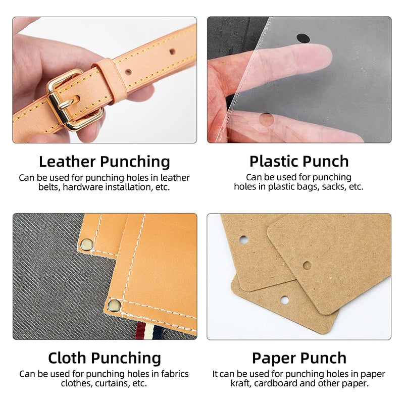 WUTA 1PC Leather Punching Tool Round Hole Hollow Puncher Black Titanium Plated Anti-rust DIY Craft Tool for Belt,Watch Band