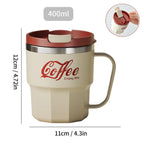 WORTHBUY 304 Stainless Steel Double Wall Insulated Coffee Cup With Handle Portable Students Leak-proof Water Cup Milk Coffee Mug