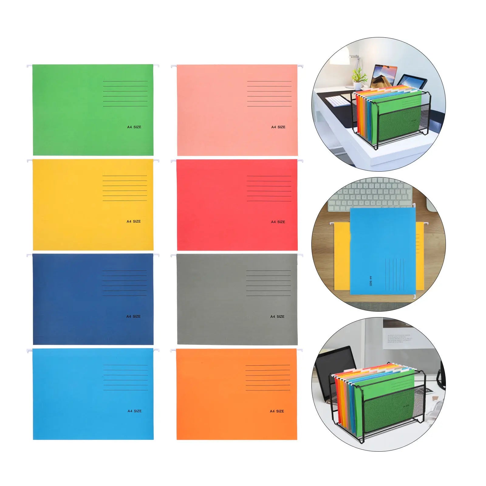 8Pcs Stylish Hanging File Folder Set Multi-Tier Portable File Organizer with Strong Deformation Resistance for Desk Tidying