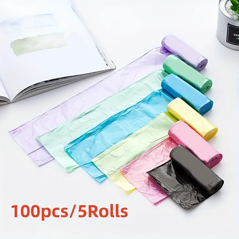 5 Rolls 1 pack 100Pcs Household Disposable Trash Pouch Kitchen Storage Garbage Bags Cleaning Waste Bag Plastic Bag