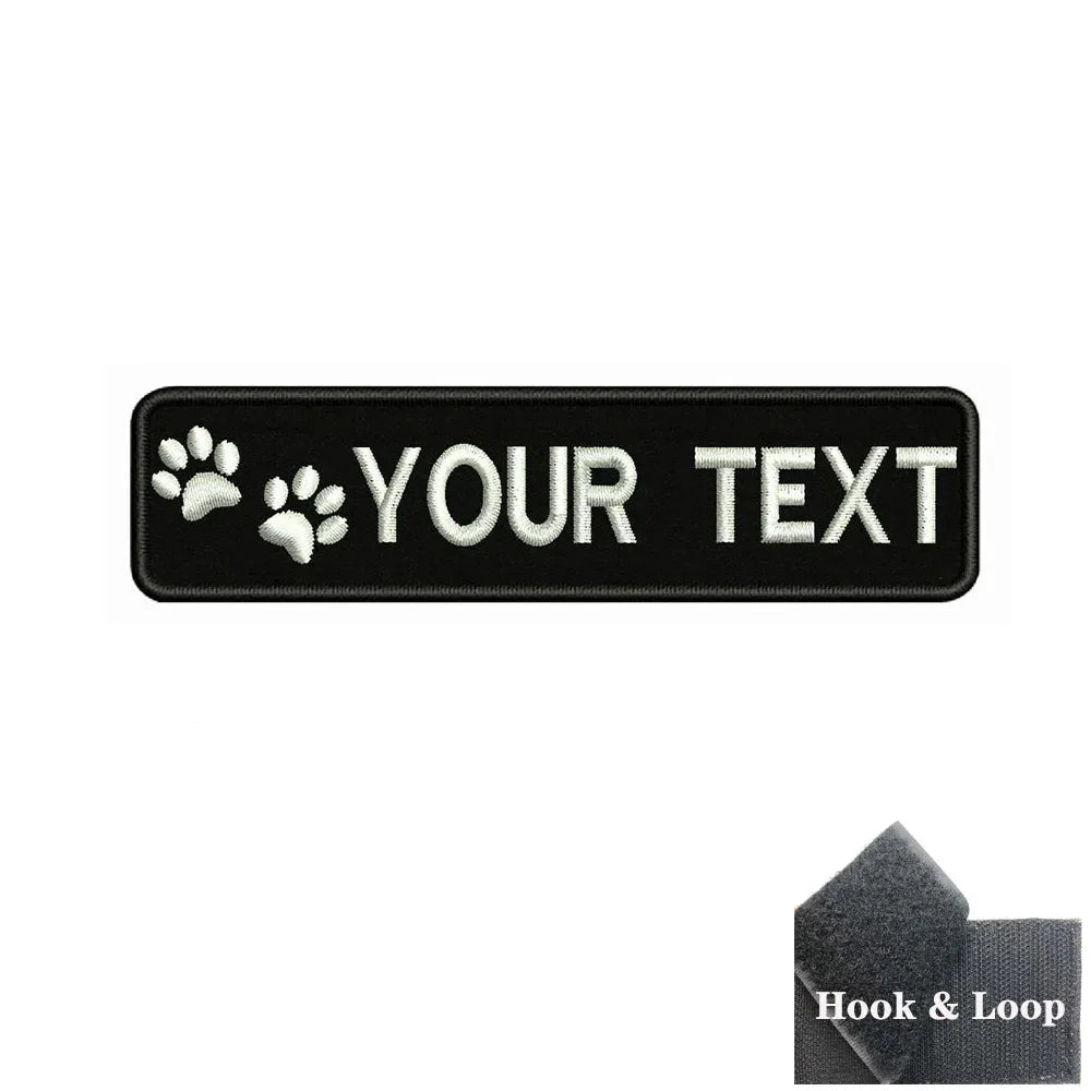 1PC 10cmX2.5cm Custom Name number Patch Stripes Badge Hook Loop dog paw dog footprints skull Punisher Telephone