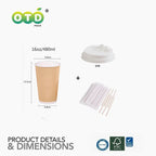 Black Rippled Double Wall Paper Cups, Disposable Coffee Cups, Paper Cups for Christmas Party and Daily [With Lids]