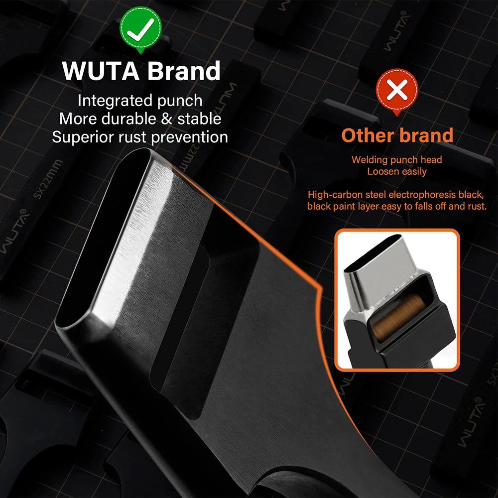 WUTA Pro Leather Oblong Punching Tools Belt Hole Puncher Flat Hollow Punches Strap Watch Band Heavy Duty Oval Hole DIY Craft