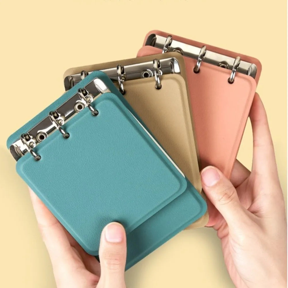 Multi-functional 3-Ring Binder Loose-Leaf Notebook PU Leather Cover Portable Notepad Refillable Memo Pad School Office Supplies