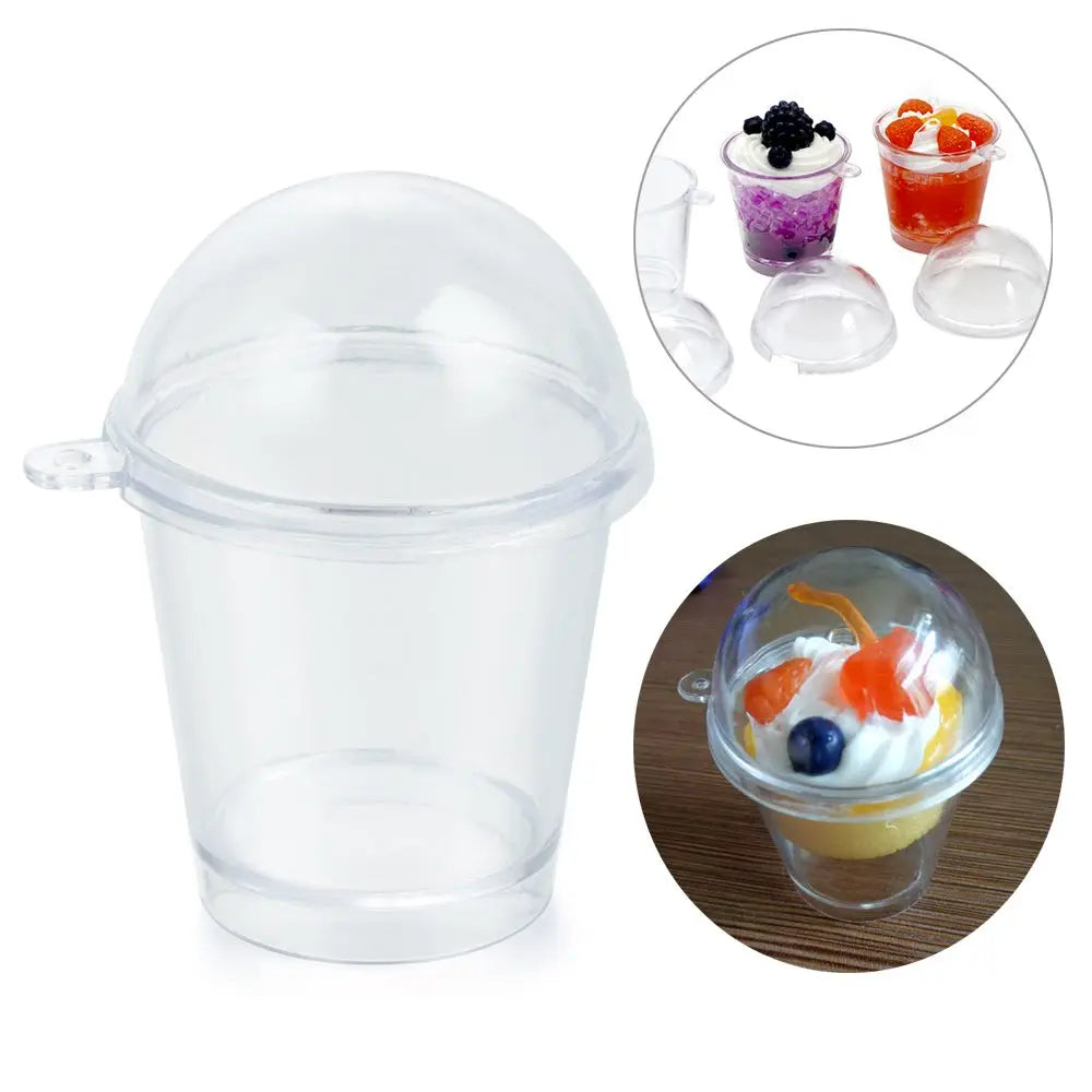 10pcs Miniature Frappuccino Cups With Cover Lid Ice Cream Cups Cake Decorating Disposable Cups