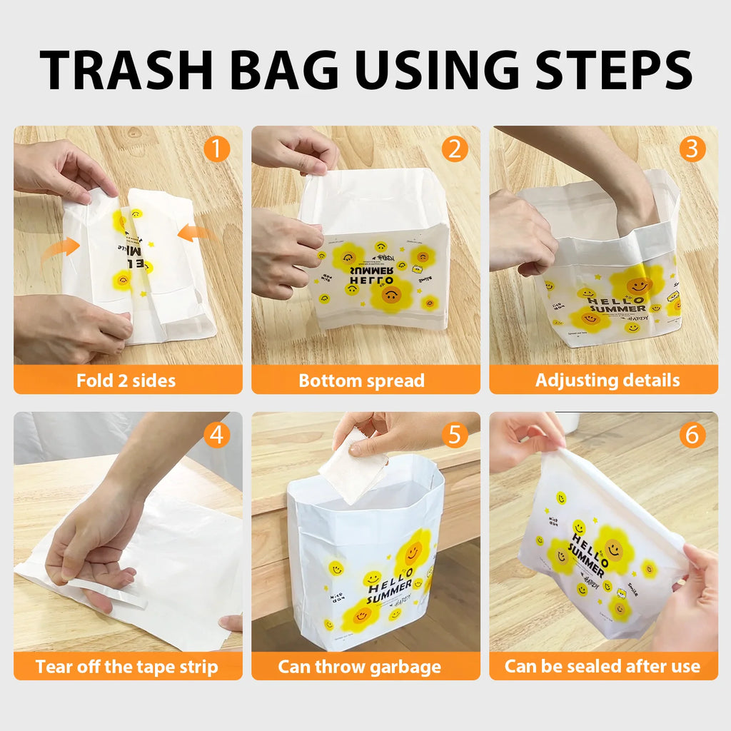 20 PCS Car Trash Bag Disposable Self-Adhesive Garbage Can for Auto Seat Back Hanging Trash Bag Office Kitchen Garbage Storage