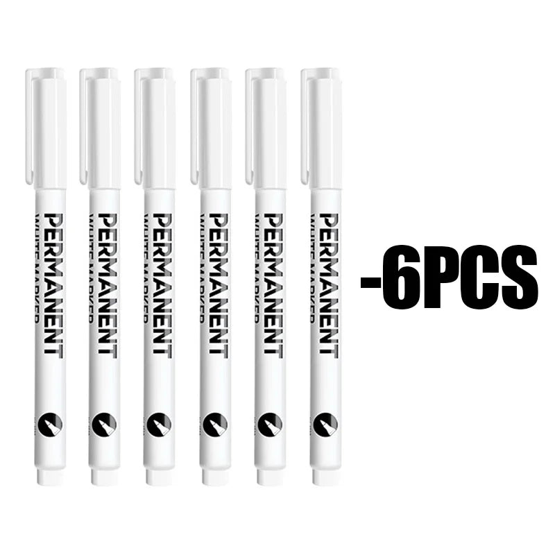 1/3/6Pcs White Marker Pens Acrylic Paint Pen for Rock Ceramic Glass Tire Metal Canvas Waterproof Painting White Marker