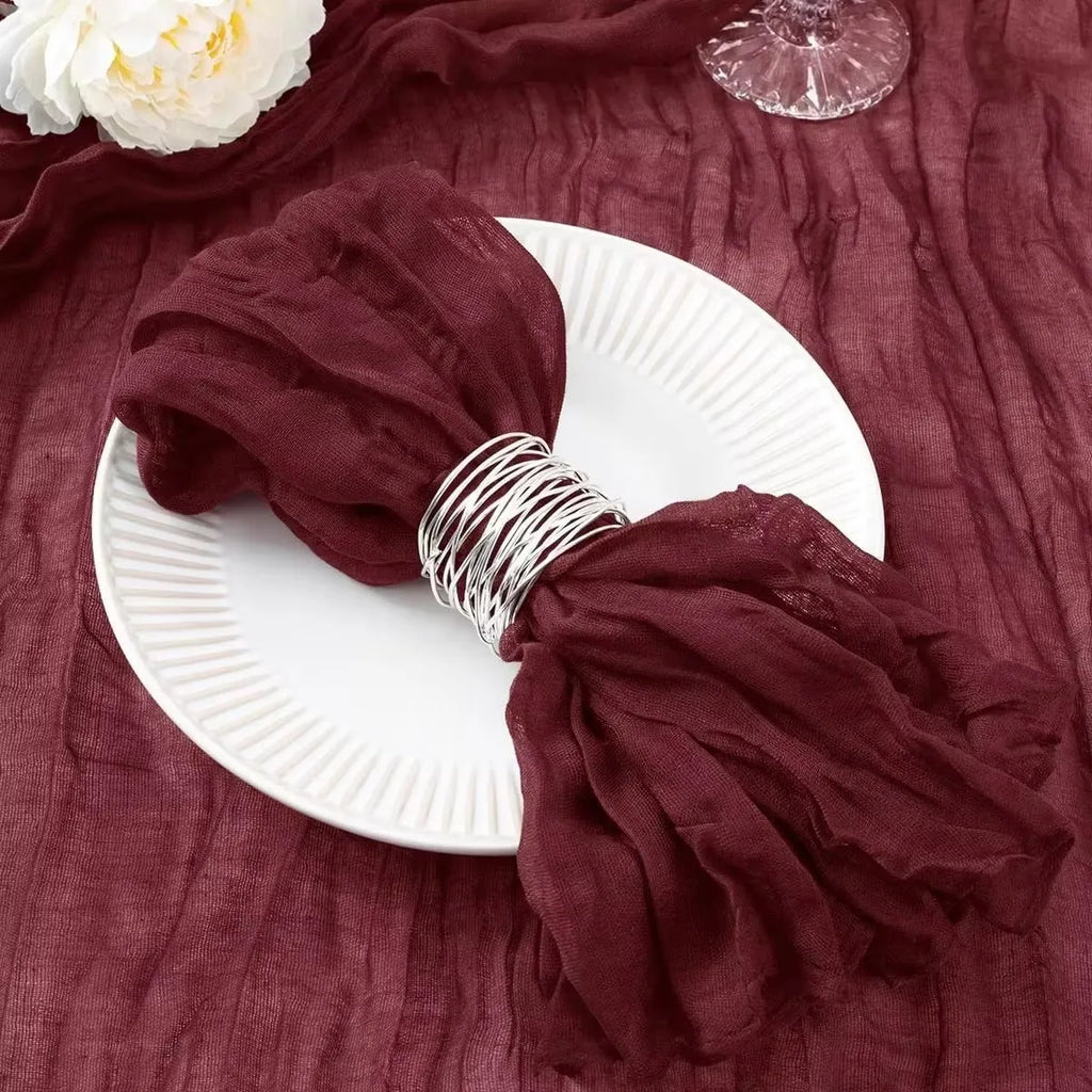 12 PCS Gauze Table Napkins 20x20 Inch Soft Cheesecloth Wrinkled Dinner Napkins for Weddings Party Reception Anniversary