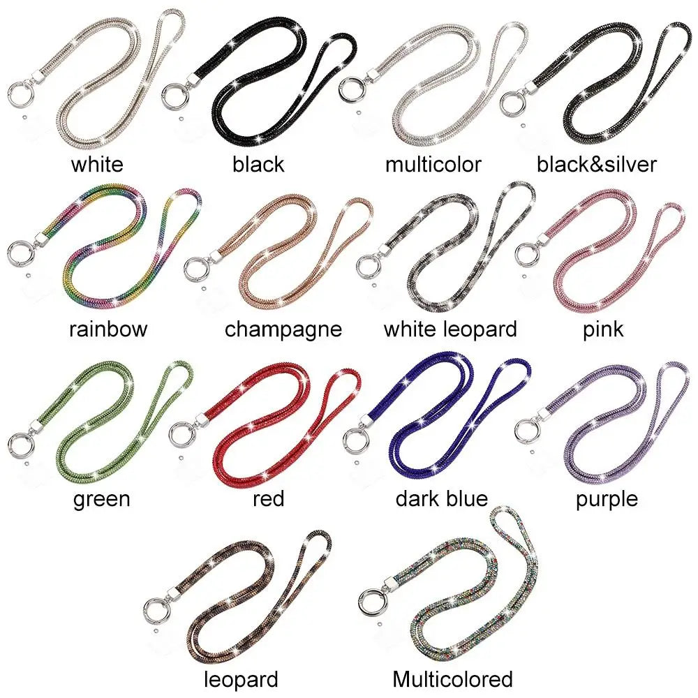 Glitter Rhinestone Phone Lanyard Phone Diamond Crystal Chain Straps Keychain Hanging Anti-lost Rope Mobile Phone Strap