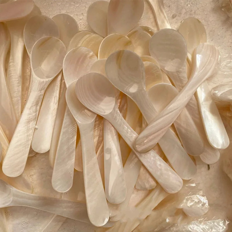 Kitchen Tools 9-13CM Natural Shell Ice Spoon Cream Coffee Caviar Spoon Mother of Pearl Seashells Stirring Spoons Teaspoon Crafts