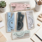 Multi functional geometric ruler set, protractor, triangle ruler, ruler, manual measurement and drawing tool