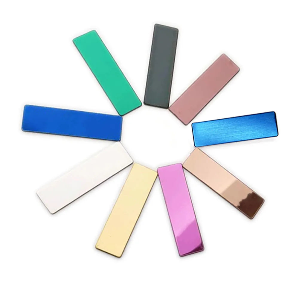 20pcs Laser Engraving Name Badge Holder Round Corner Stainless Steel Badge Blank Material 70x20mm