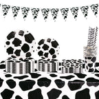 Cow Party Themed Disposable Tableware Set Paper Plates and Cow Napkins for Kids Cow Themed Birthday Party Decorations