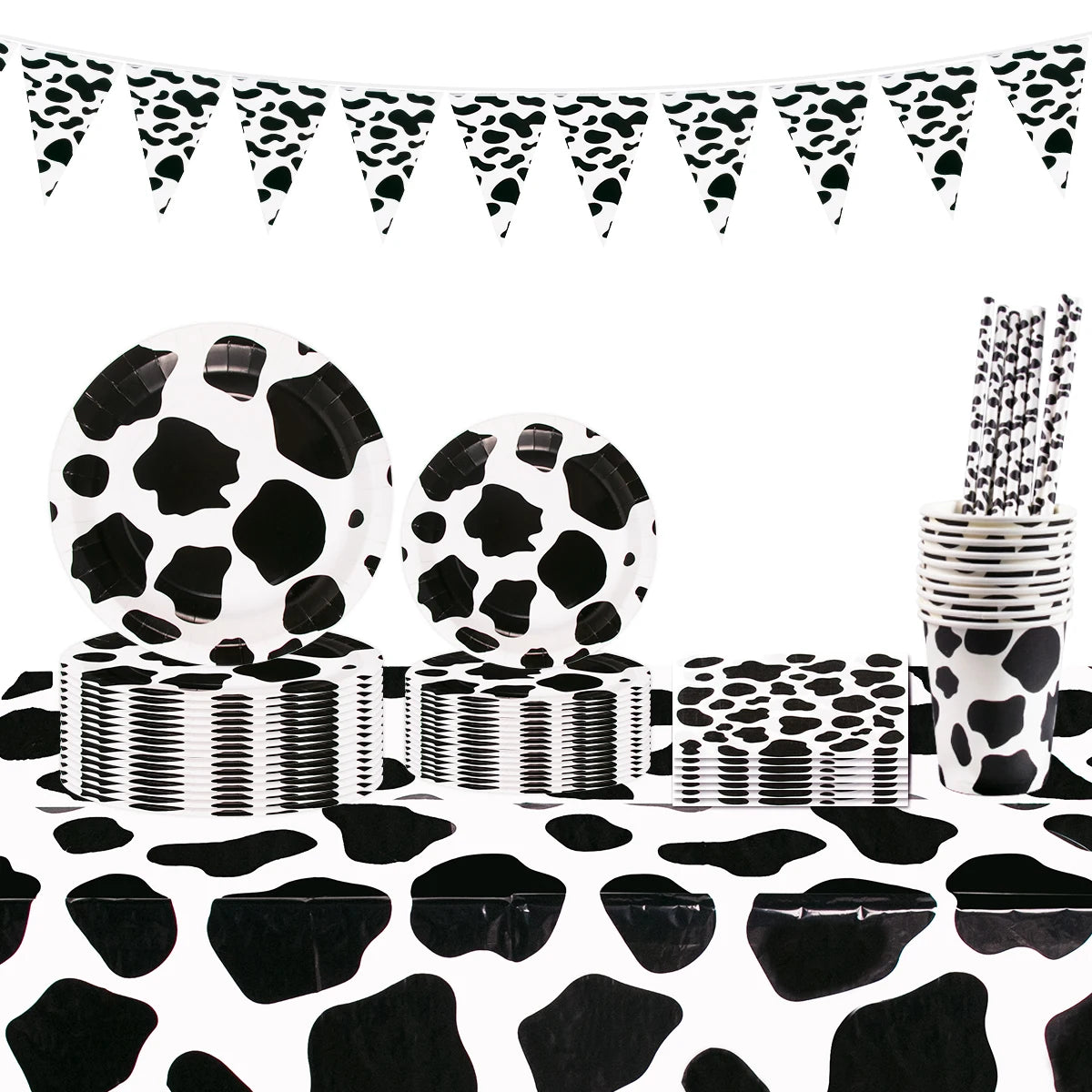 Cow Party Themed Disposable Tableware Set Paper Plates and Cow Napkins for Kids Cow Themed Birthday Party Decorations