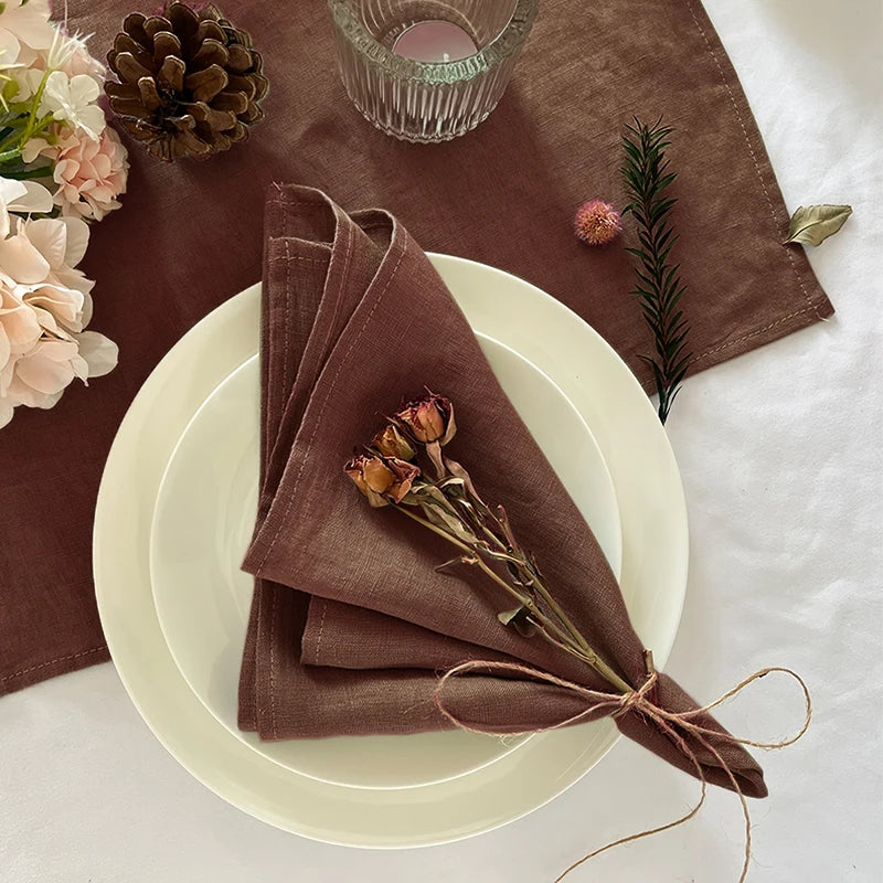 Set Of 6 40x40cm Table Cloth Napkins Durable Polyester Thicken Placemat Reusable for Kitchen Dining  Wedding Decoration
