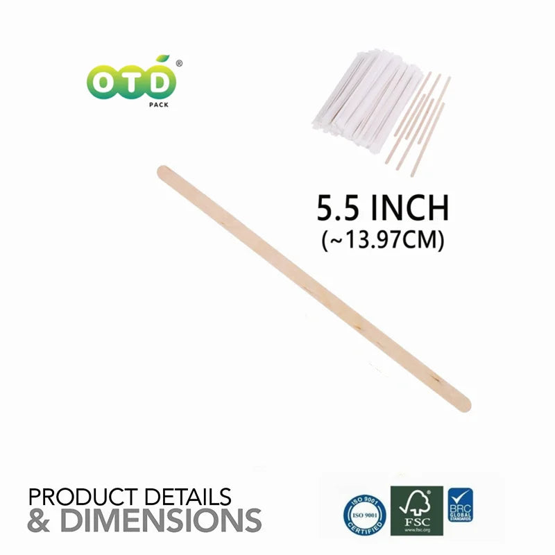 Individually Paper Wrapped Wooden Coffee Stirrers Disposable Wood Sticks for Coffee/Tea/Hot Beverage/Hot Chocolate/Cold Drinks