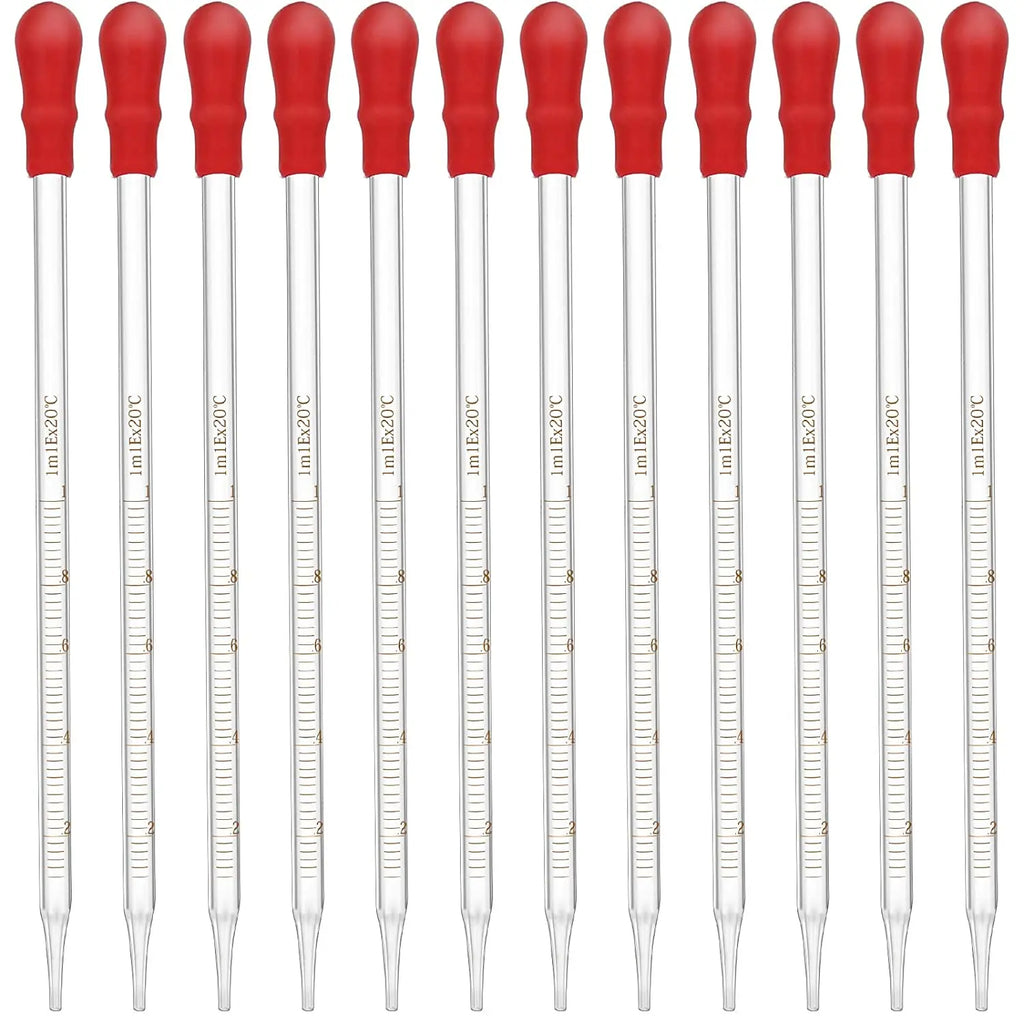 0.5ml 1ml 2ml 3ml 1PC Borosilicate Glass Dropper Graduated Pipette Laboratory Liquid Pipettors Red Rubber Head Glassware Pipet