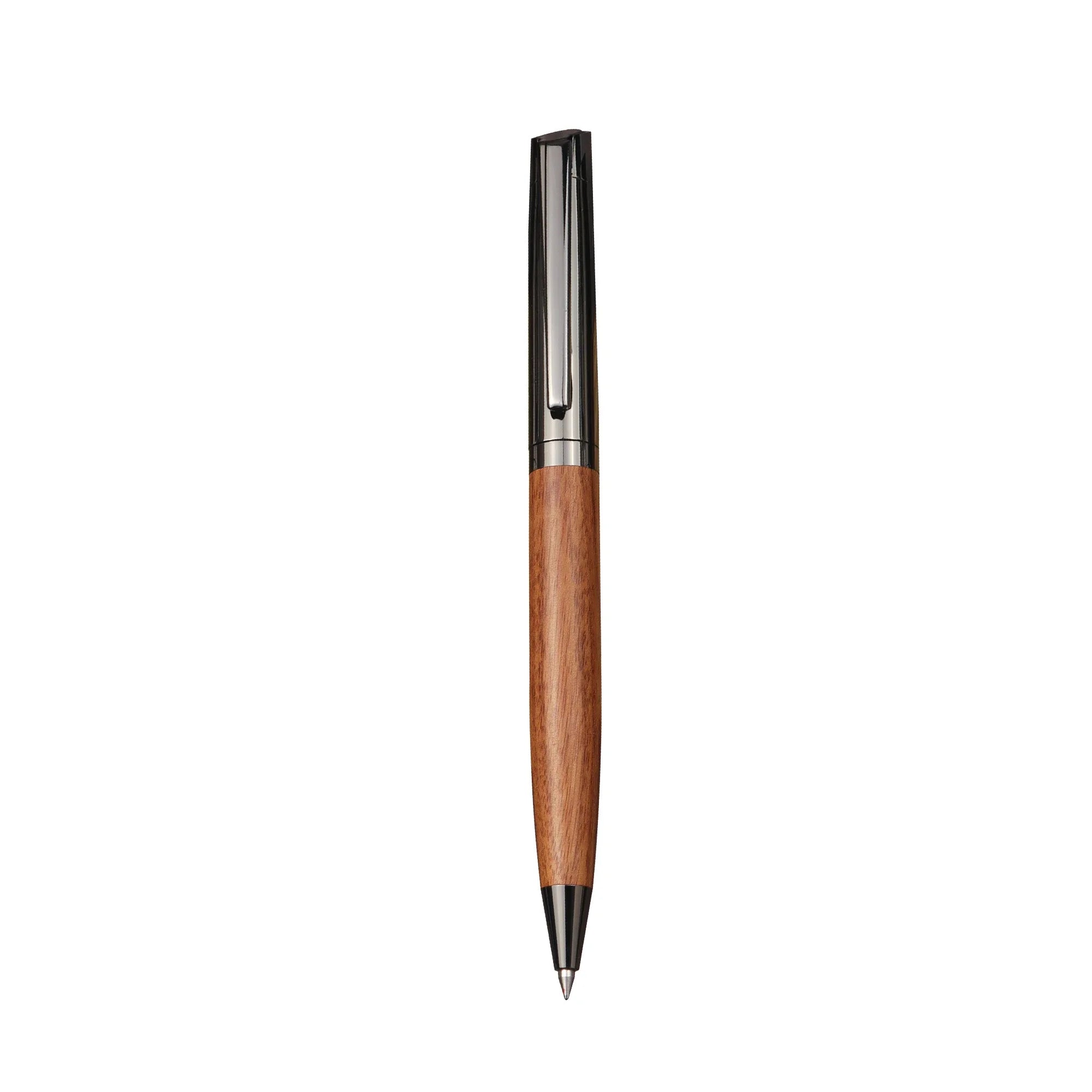 High-grade Ballpoint Pen with Metal & Wood Spliced Barrel, Smooth Writing, Minimalist Elegant Design, Black Ink, Ideal for Business Office Use