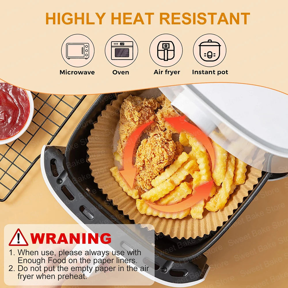 16/20/23CM Round Air Fryer Disposable Baking Paper Liners Non-Stick Oil-proof Parchment Paper Mat For 3-12QT Steamer Container