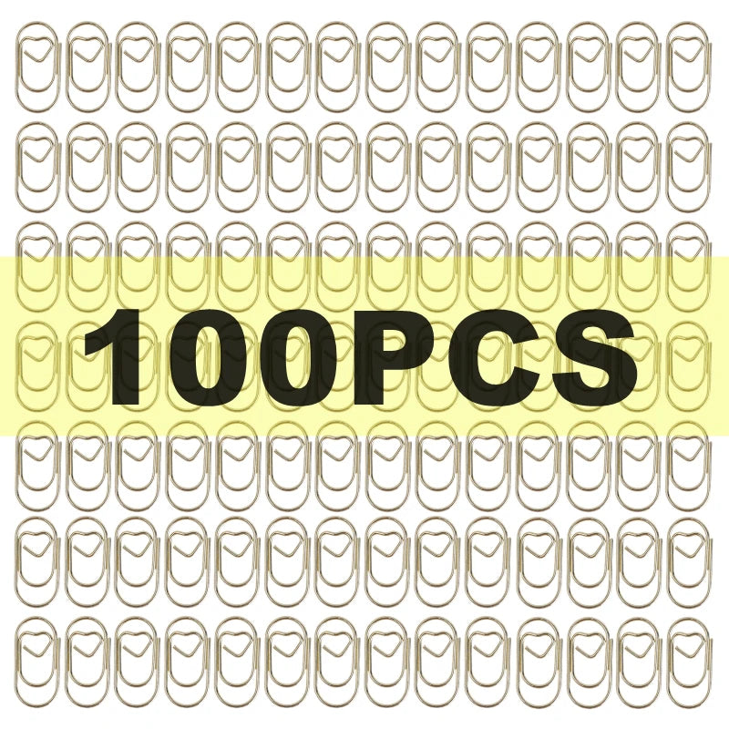 50/100Pcs 20mm Mini Metal Paper Clip Gold Heart Shape Clip Bookmark Binder Invoice PaperClips Office Supplies Student stationery