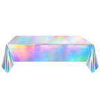 Iridescent Silver Holographic Party Tableware Set Disposable Paper Plates Cups Tablecloth for Birthday Wedding Y2K Disco Decor