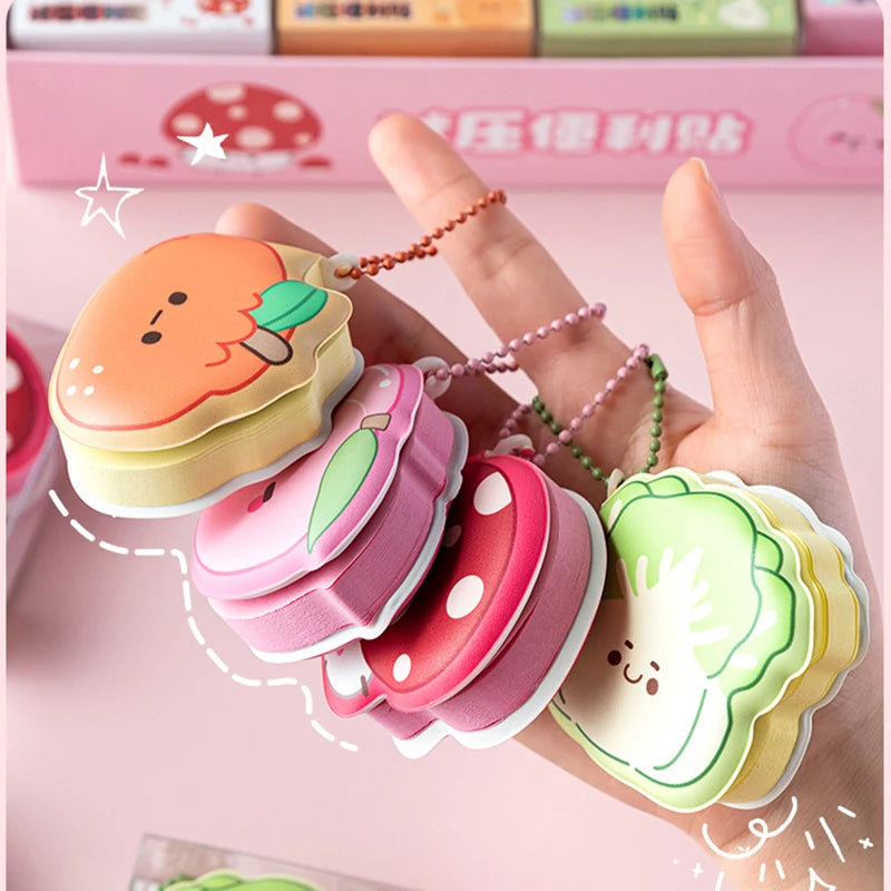 4 Pcs Mini Cute Cartoon Memo Pad Game Console Vegetable Bread Shape Sticky Note Portable Message Book Pendant Book