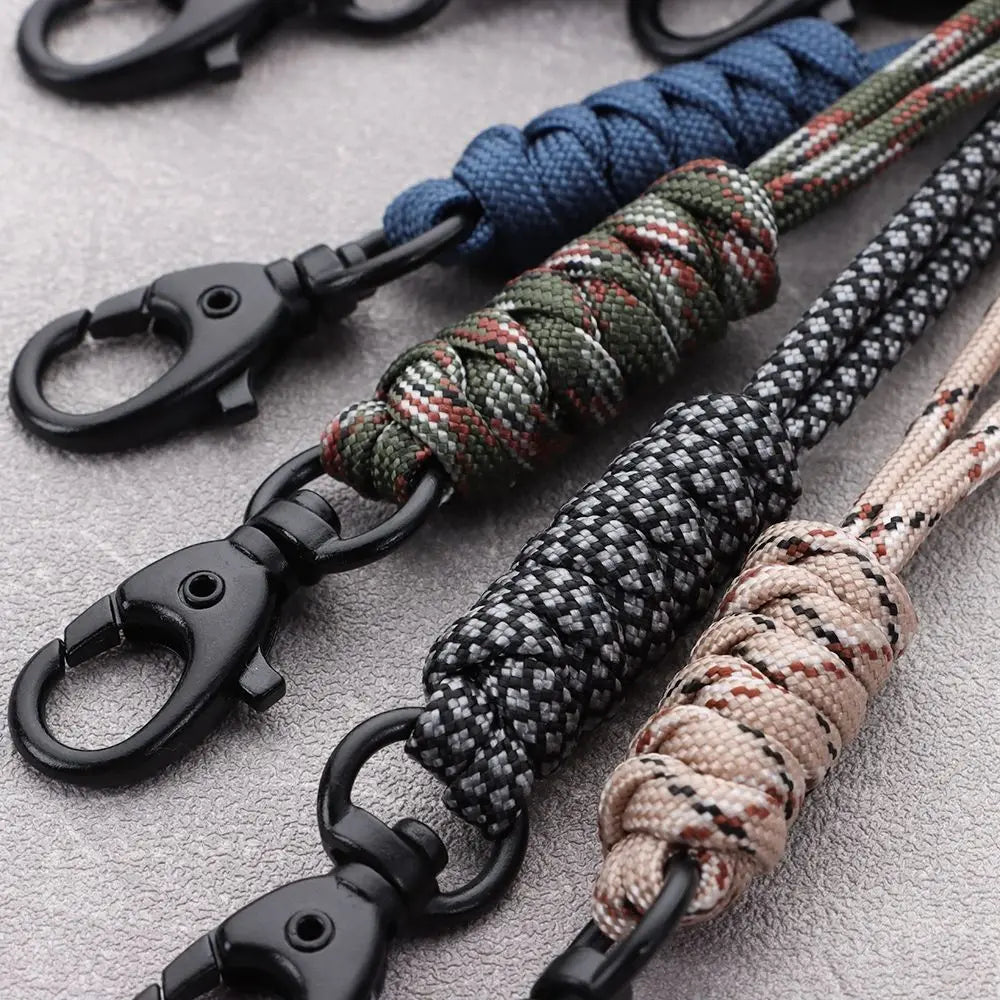 Emergency Survival Backpack High Strength Paracord Keychain Parachute Cord Lanyard Rotatable Buckle Key Ring