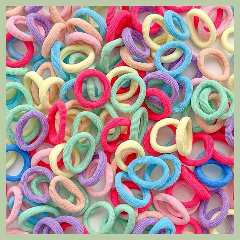 300pcs/500pcs Elastic Solid Color Rubber Band Ponytail Holder Trendy Hair Accessories For Daily Wear girl hair accessoires