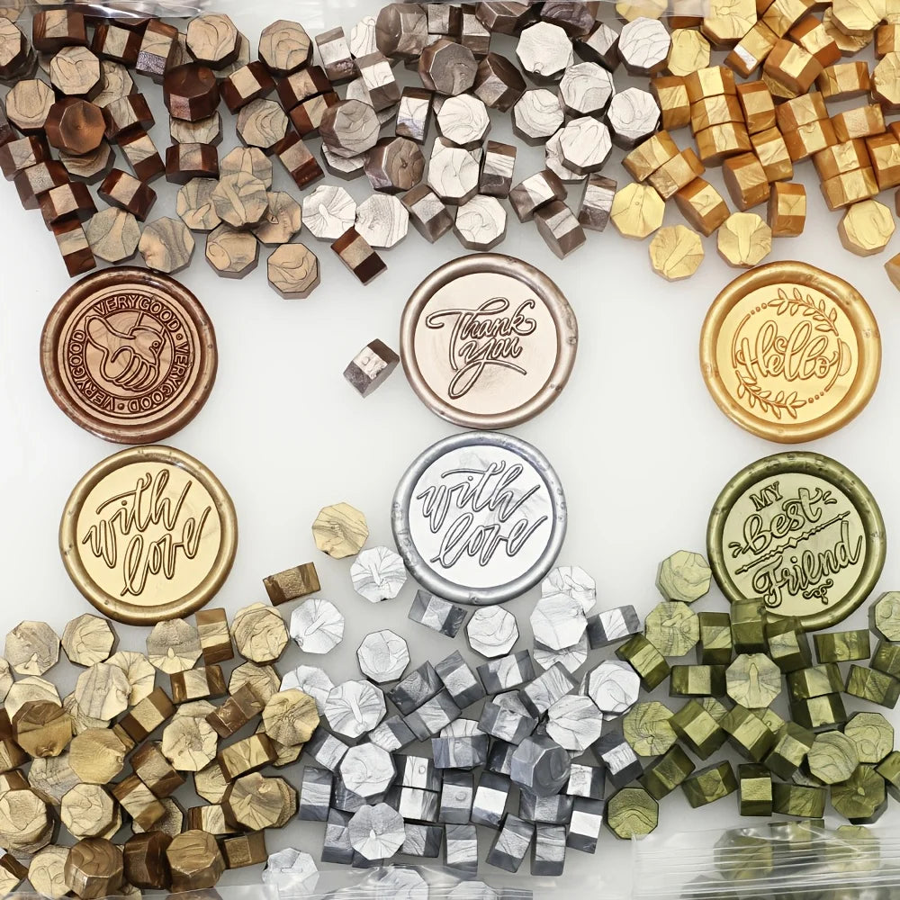 100pcs/bag Octagonal Sealing Wax Beads for Wax Stamps is Suitable for Wedding Invitations, Envelope Cards, Christmas Gift