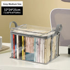 Clear PVC Book Storage Bag - Transparent, Dustproof, High Quality, Foldable Organizer with Handles for Books and magazine